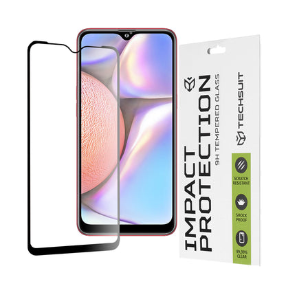 Techsuit képernyővédő fólia Samsung Galaxy M01s M017 / A10s A107 / A10 A105 / M10 M105 készülékekhez, edzett üveg, teljes ragasztó, 111D, fekete