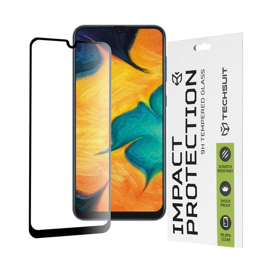 Techsuit képernyővédő fólia Samsung Galaxy M31 M315 / M21 M215 / A50s A507 / A30s A307 készülékekhez, edzett üveg, teljes ragasztó, 111D, fekete