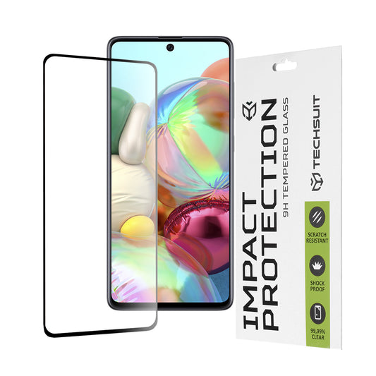 Techsuit képernyővédő fólia Samsung Galaxy M51 M515 / A71 5G A716 / Note10 Lite N770 készülékekhez, edzett üveg, teljes ragasztó, 111D, fekete