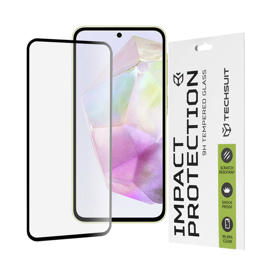 Techsuit képernyővédő fólia Samsung Galaxy M56 M566 / M35 / A55 5G A556 / A35 5G A356 készülékekhez, edzett üveg, teljes ragasztó, 111D, fekete