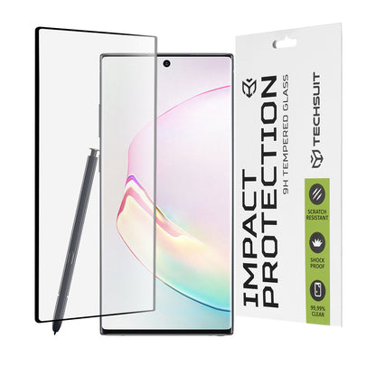 Techsuit képernyővédő fólia Samsung Galaxy Note 10 5G N971 / Note10 N970 készülékhez, edzett üveg, teljes ragasztó, 111D, fekete