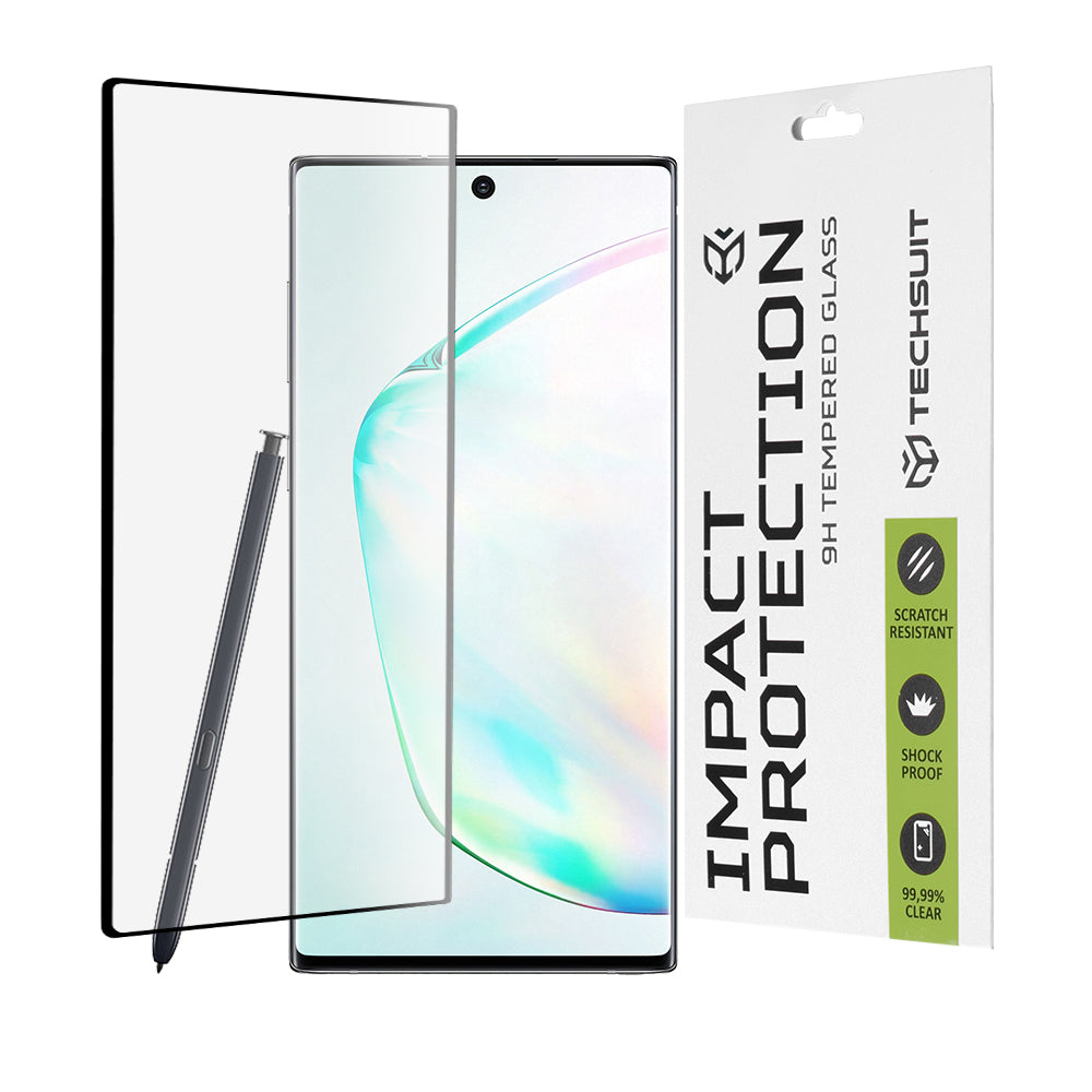 Techsuit képernyővédő fólia Samsung Galaxy Note 10+ 5G N976 / Note 10+ N975 készülékhez, edzett üveg, teljes ragasztó, 111D, fekete