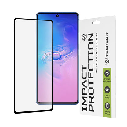 Techsuit Screen Protector Film for Samsung Galaxy S10 Lite G770, Tempered Glass, Full Glue, 111D, Black