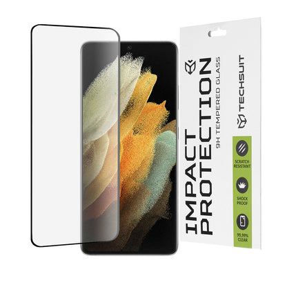 Techsuit képernyővédő fólia Samsung Galaxy S21 Ultra 5G G998 készülékhez, edzett üveg, teljes ragasztó, 111D, fekete