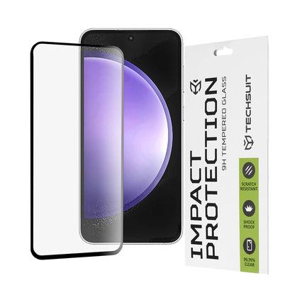 Techsuit képernyővédő fólia Samsung Galaxy S23 FE S711-hez, edzett üveg, teljes ragasztó, 111D, fekete