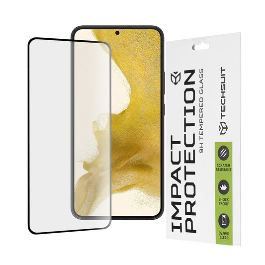 Techsuit képernyővédő fólia Samsung Galaxy S23+ S916 / S22+ 5G S906-hoz, edzett üveg, teljes ragasztó, 111D, fekete