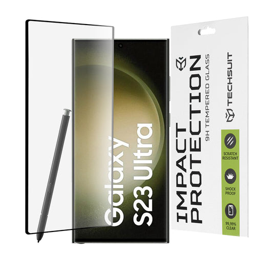 Techsuit képernyővédő fólia Samsung Galaxy S23 Ultra S918-hoz, edzett üveg, teljes ragasztó, 111D, fekete