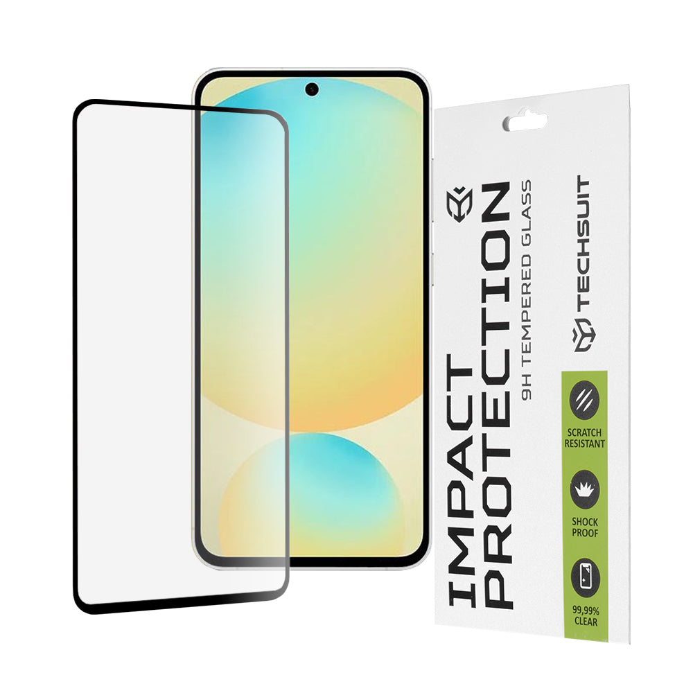 Techsuit képernyővédő fólia Samsung Galaxy S24 FE S721-hez, edzett üveg, teljes ragasztó, 111D, fekete