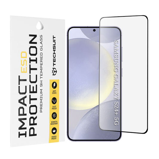 Techsuit képernyővédő fólia Samsung Galaxy S24+ S926 készülékhez, edzett üveg, teljes ragasztó, fekete