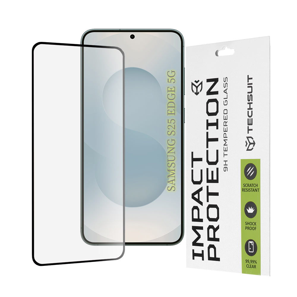 Techsuit képernyővédő fólia Samsung Galaxy S25 Edge S937 készülékhez, edzett üveg, teljes ragasztó, 111D, fekete