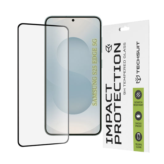 Techsuit képernyővédő fólia Samsung Galaxy S25 Edge S937 készülékhez, edzett üveg, teljes ragasztó, 111D, fekete