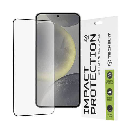 Techsuit képernyővédő fólia Samsung Galaxy S25 S931 / S24 S921 készülékhez, edzett üveg, teljes ragasztó, 111D, fekete