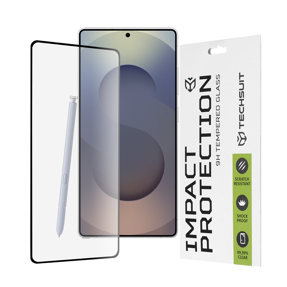 Techsuit képernyővédő fólia Samsung Galaxy S25 Ultra S938 készülékhez, edzett üveg, teljes ragasztó, 111D, fekete