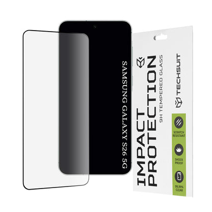 Techsuit képernyővédő fólia Samsung Galaxy S26 S942-hez, Edzett üveg, Teljes ragasztás, 111D, Fekete