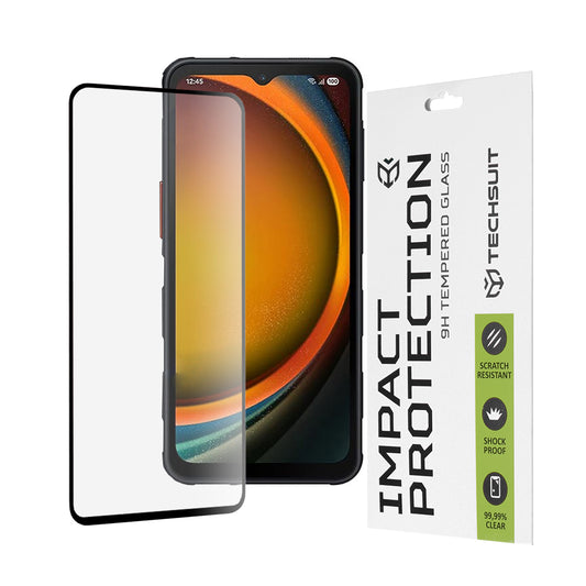 Techsuit képernyővédő fólia Samsung Galaxy XCover7 Pro-hoz, edzett üveg, teljes ragasztó, 111D, fekete