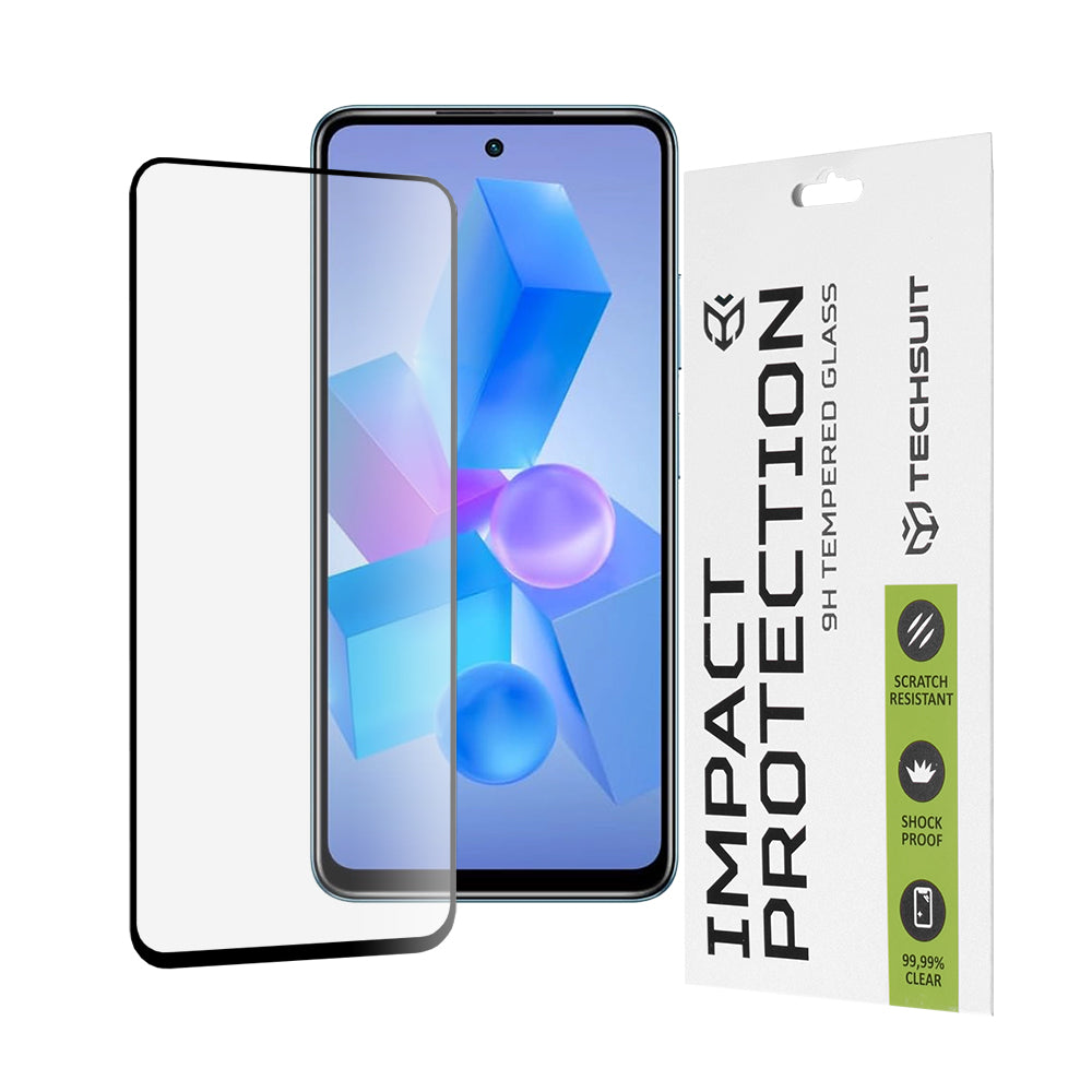 Techsuit Screen Protector Film for Tecno Spark 20 Pro / Pova 5 Pro / Hot 40 / Hot 40 Pro, Tempered Glass, Full Glue, 111D, Black