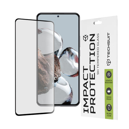 Techsuit képernyővédő fólia Xiaomi 12T / 12T Pro készülékhez, edzett üveg, teljes ragasztó, 111D, fekete