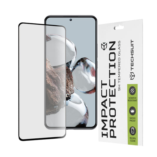 Techsuit képernyővédő fólia Xiaomi 12T / 12T Pro készülékhez, edzett üveg, teljes ragasztó, 111D, fekete
