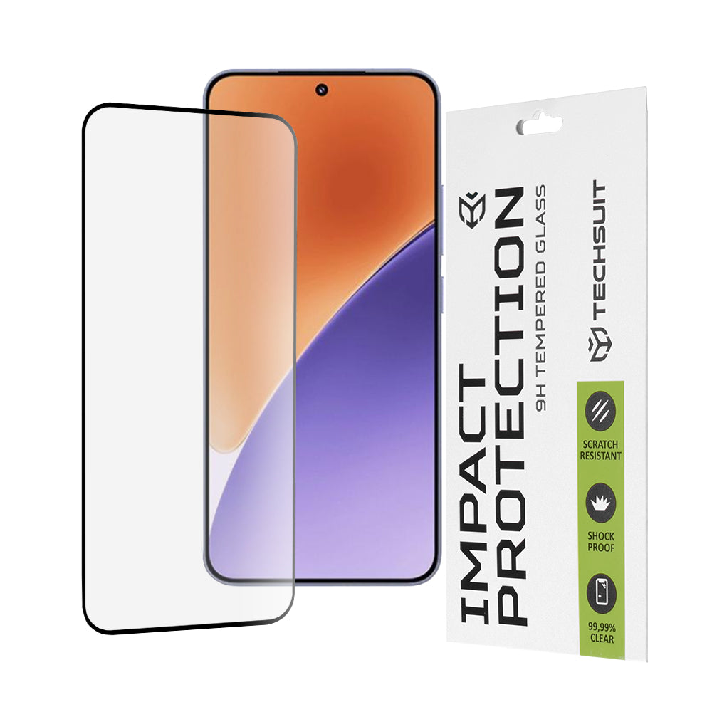 Techsuit képernyővédő fólia Xiaomi 15-höz, edzett üveg, teljes ragasztó, 111D, fekete