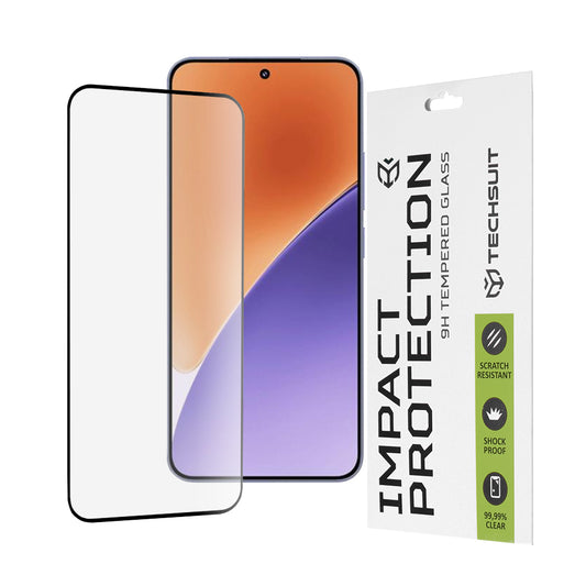 Techsuit képernyővédő fólia Xiaomi 15-höz, edzett üveg, teljes ragasztó, 111D, fekete