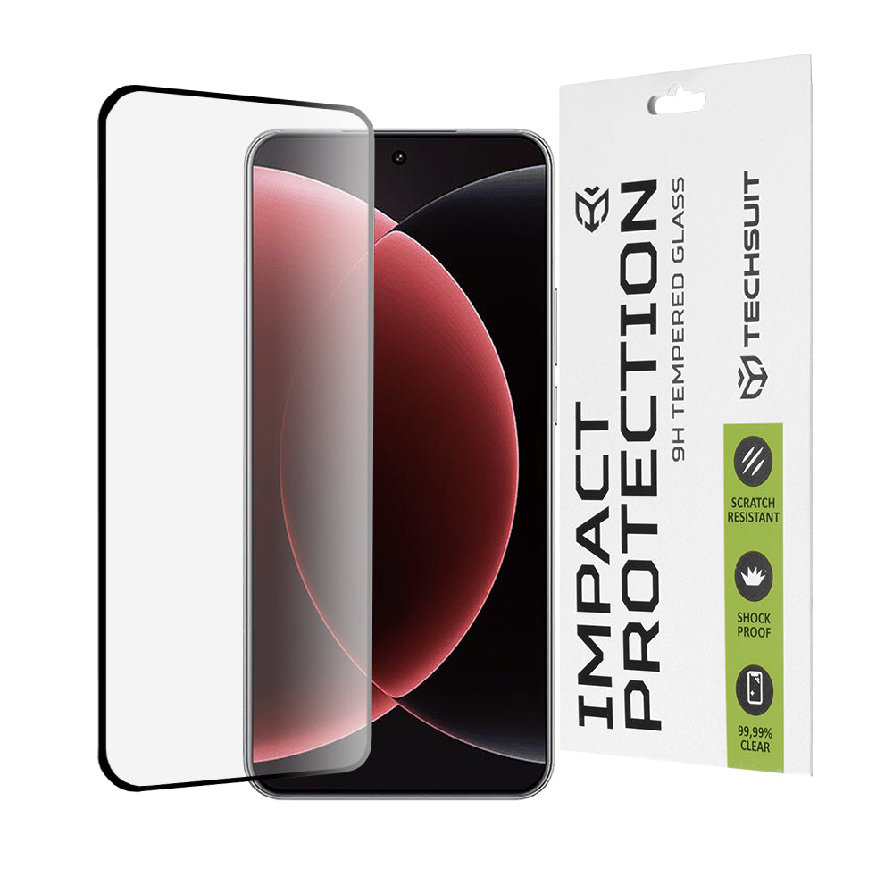 Techsuit képernyővédő fólia Xiaomi 15 Ultra-hoz, edzett üveg, teljes ragasztó, 111D, fekete