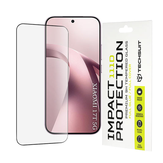 Techsuit képernyővédő fólia Xiaomi 17T-hez, edzett üveg, teljes ragasztó, 111D, fekete