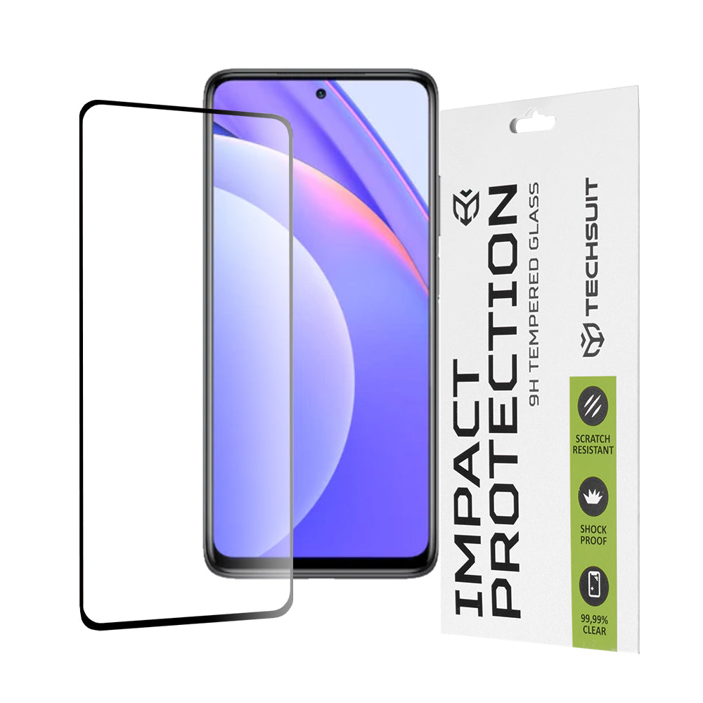 Techsuit képernyővédő fólia Xiaomi Mi 10T Lite 5G-hez, edzett üveg, teljes ragasztó, 111D, fekete