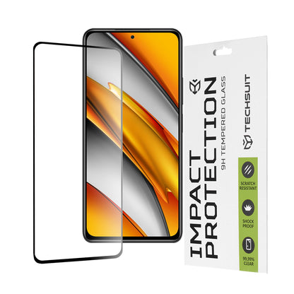 Techsuit képernyővédő fólia Xiaomi Poco F3 / Mi 11i készülékhez, edzett üveg, teljes ragasztó, 111D, fekete
