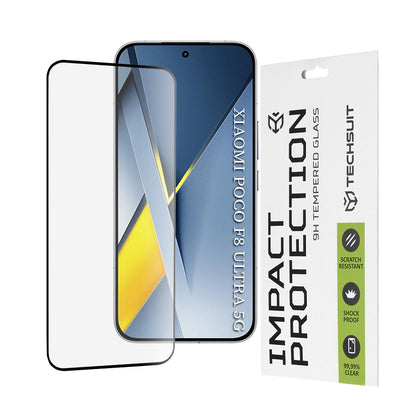 Techsuit képernyővédő fólia Xiaomi Poco F8 Ultra készülékhez, Edzett üveg, Teljes ragasztás, 111D, Fekete