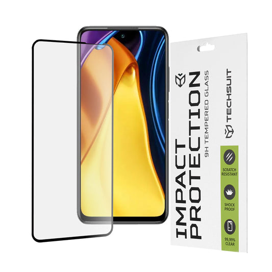 Techsuit képernyővédő fólia Xiaomi Poco M3 Pro 5G / Redmi Note 10 5G készülékhez, edzett üveg, teljes ragasztó, 111D, fekete