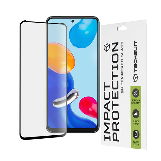 Techsuit képernyővédő fólia Xiaomi Poco M4 Pro / Redmi Note 11S / Note 11 készülékekhez, edzett üveg, teljes ragasztó, 111D, fekete