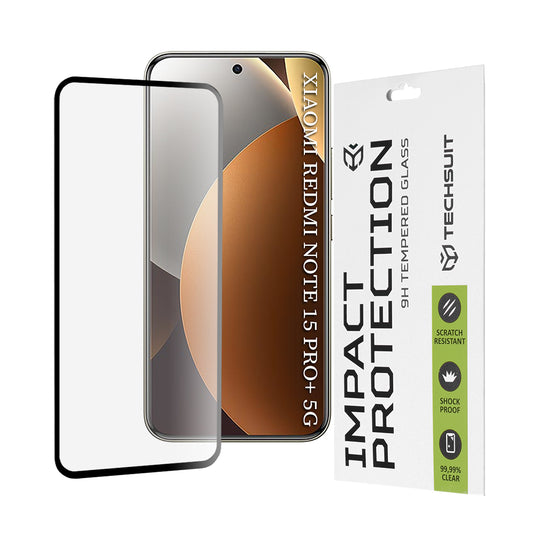 Techsuit képernyővédő fólia Xiaomi Poco M8 Pro / Redmi Note 15 Pro+ 5G készülékhez, Edzett üveg, Teljes ragasztás, 111D, Fekete
