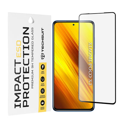 Techsuit Screen Protector Film for Xiaomi Poco X3 Pro / X3 NFC / X3, Tempered Glass, Full Glue, Black