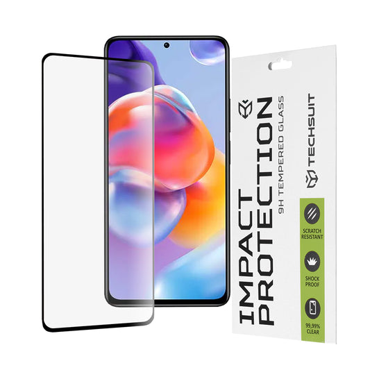 Techsuit képernyővédő fólia Xiaomi Poco X4 Pro 5G / Redmi Note 11 Pro+ 5G készülékhez, edzett üveg, teljes ragasztó, 111D, fekete