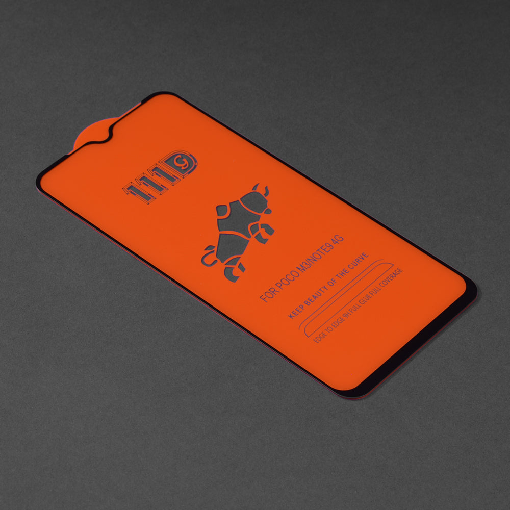 Techsuit képernyővédő fólia Xiaomi Redmi 9 Power / 9T / Poco M3 készülékhez, edzett üveg, teljes ragasztó, 111D, fekete
