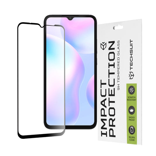 Techsuit képernyővédő fólia Xiaomi Redmi A2+ / A2 / A1+ / A1 / 10A készülékekhez, edzett üveg, teljes ragasztó, 111D, fekete