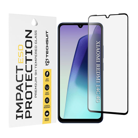 Techsuit képernyővédő fólia Xiaomi Redmi A5 4G (Regionális) / 14C / Poco C75 készülékhez, edzett üveg, teljes ragasztó, fekete