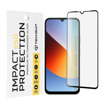 Techsuit képernyővédő fólia Xiaomi Redmi A7 Pro 4G-hez, edzett üveg, teljes ragasztó, fekete