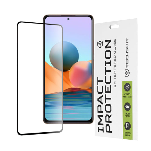 Techsuit képernyővédő fólia Xiaomi Redmi Note 10 Pro Max / Note 10 Pro készülékhez, edzett üveg, teljes ragasztó, 111D, fekete