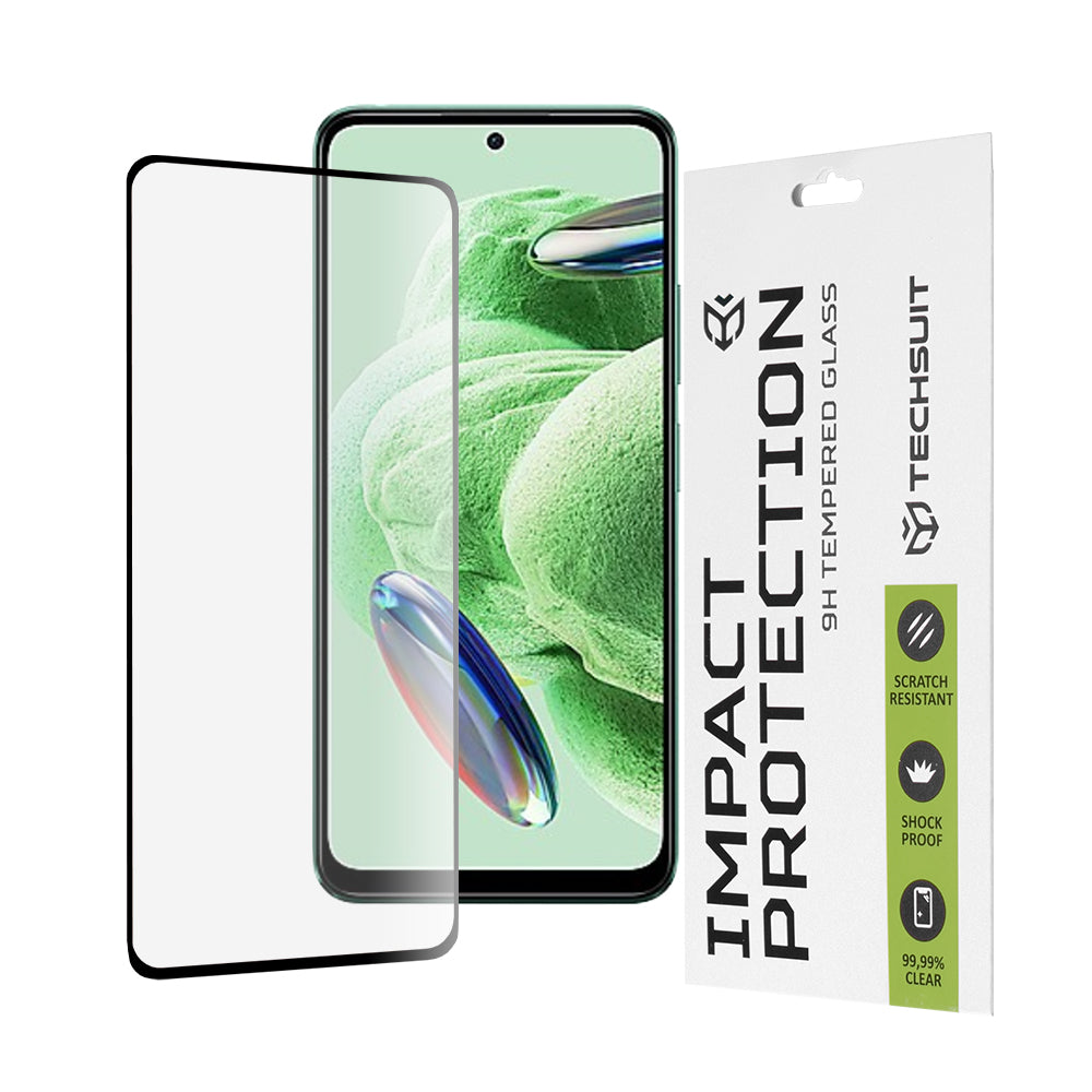 Techsuit képernyővédő fólia Xiaomi Redmi Note 12 4G / Poco X5 / Note 12 5G készülékekhez, edzett üveg, teljes ragasztó, 111D, fekete