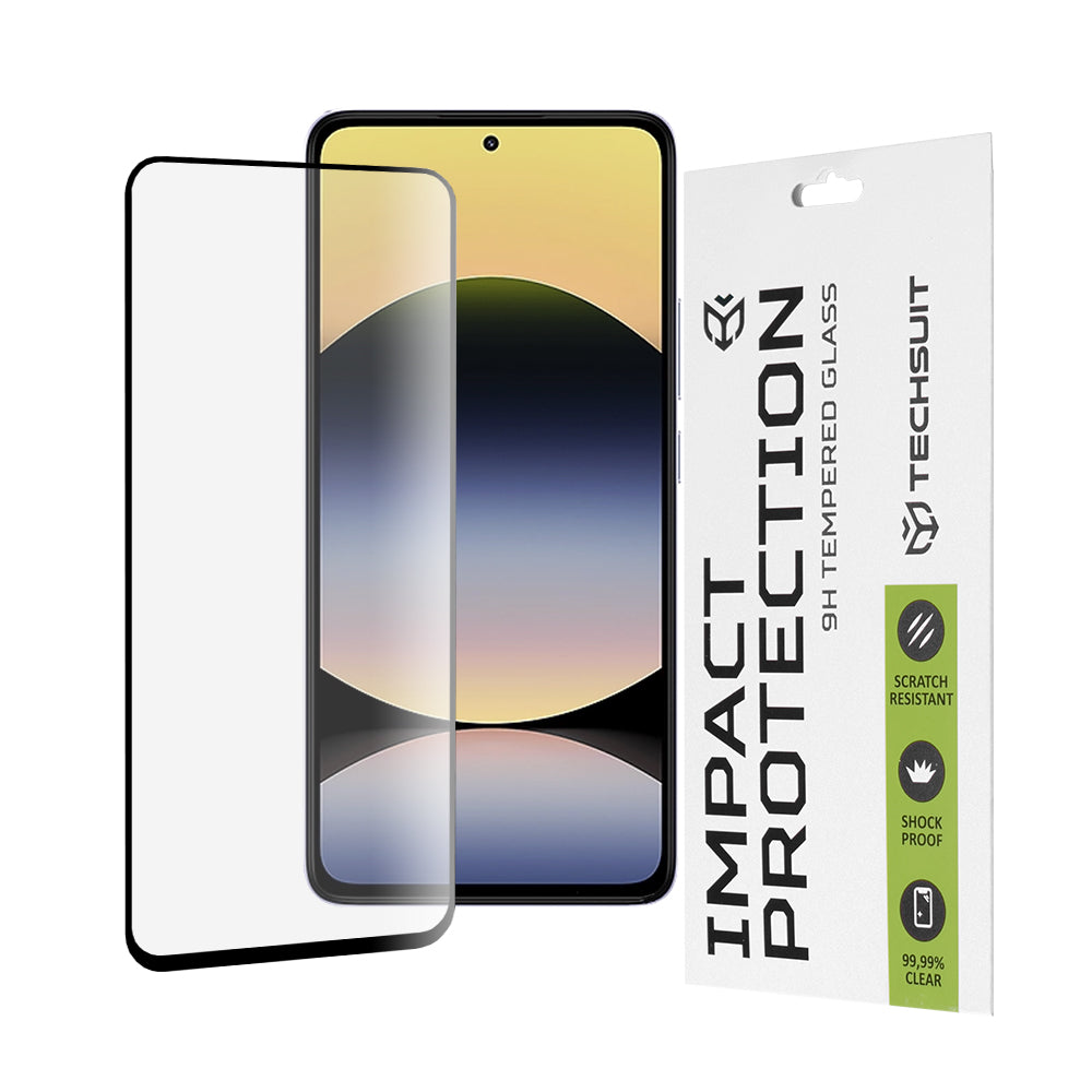 Techsuit képernyővédő fólia Xiaomi Redmi Note 14 4G (Standard) készülékhez, edzett üveg, teljes ragasztó, 111D, fekete