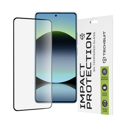 Techsuit képernyővédő fólia Xiaomi Redmi Note 14S-hez, edzett üveg, teljes ragasztó, 111D, fekete