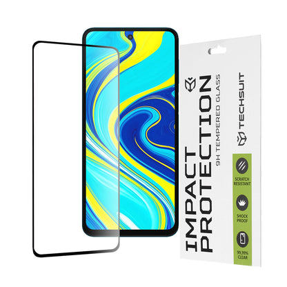 Techsuit képernyővédő fólia Xiaomi Redmi Note 9S / Note 9 Pro / Note 9 Pro Max készülékekhez, edzett üveg, teljes ragasztó, 111D, fekete