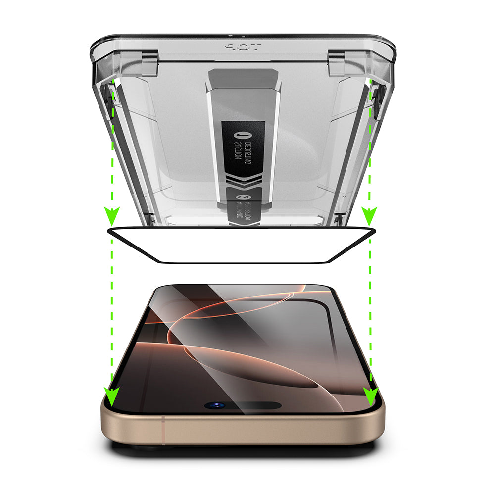 Techsuit TitanGlass képernyővédő fólia Apple iPhone 14 Pro Max készülékhez, Edzett üveg, Teljes ragasztó, 2 darabos készlet, Fekete