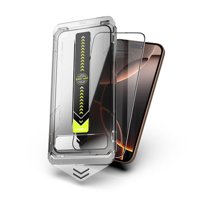 Techsuit TitanGlass képernyővédő fólia Apple iPhone 14 Pro Max készülékhez, Edzett üveg, Teljes ragasztó, 2 darabos készlet, Fekete