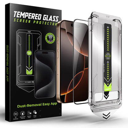 Techsuit TitanGlass képernyővédő fólia Apple iPhone 17e / 16e / 14 / 13 Pro készülékekhez, edzett üveg, teljes ragasztó, fekete