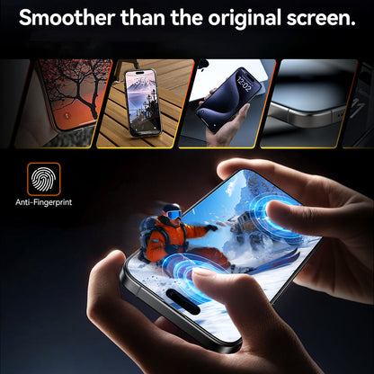 Torras GlassGo Install Master képernyővédő fólia Apple iPhone 16 Pro Max készülékhez, edzett üveg, teljes ragasztó, fekete