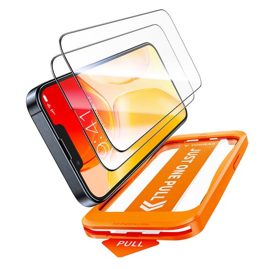 Torras GlassGo Install Master képernyővédő fólia Apple iPhone 17e / 16e / 14 / 13 Pro készülékekhez, edzett üveg, teljes ragasztó, 2 darabos szett