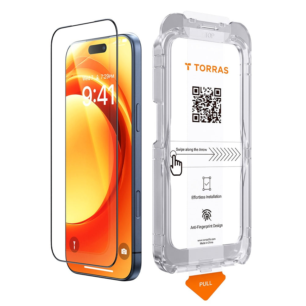 Torras HD Shield képernyővédő fólia Apple iPhone 18 Pro / 17 Pro készülékhez, edzett üveg, teljes ragasztó, fekete