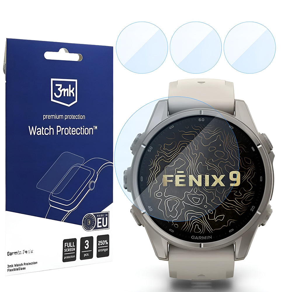 3MK FlexibleGlass védőfólia Garmin Fenix 9 43mm-hez, 3 darabos készlet, rugalmas üveg